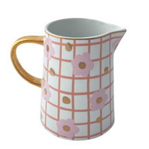 Pink Tartan & Bloom Jug-Carla Dinnage-Shop At The Hive Ashburton-Lifestyle Store & Online Gifts