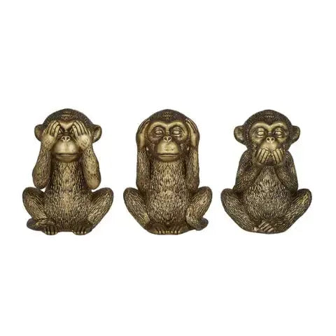 No Evil Resin Sculpture Set / Gold