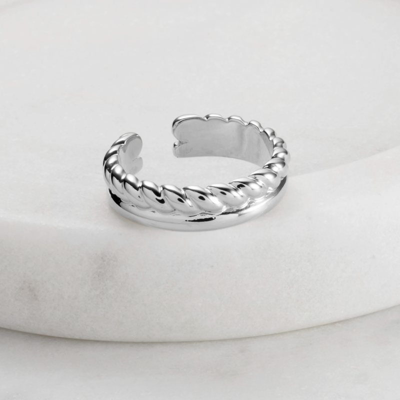 Adjustable Rope Ring / Silver-Zafino-Shop At The Hive Ashburton-Lifestyle Store & Online Gifts