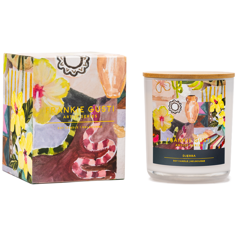 Artist Series Candle / Djerba-Frankie Gusti-Shop At The Hive Ashburton-Lifestyle Store & Online Gifts