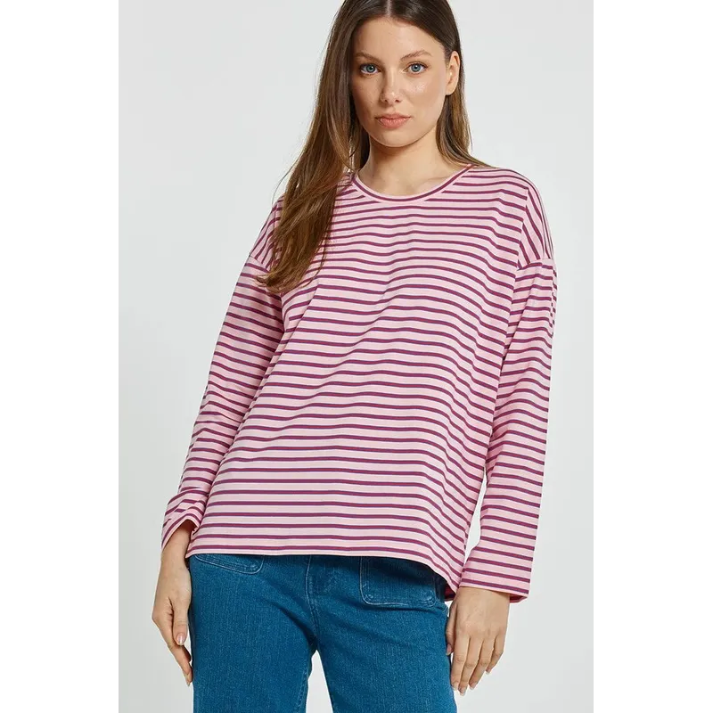 Vienna Tee / Pink+Purple+Red Stripe-Betty Basics-Shop At The Hive Ashburton-Lifestyle Store & Online Gifts