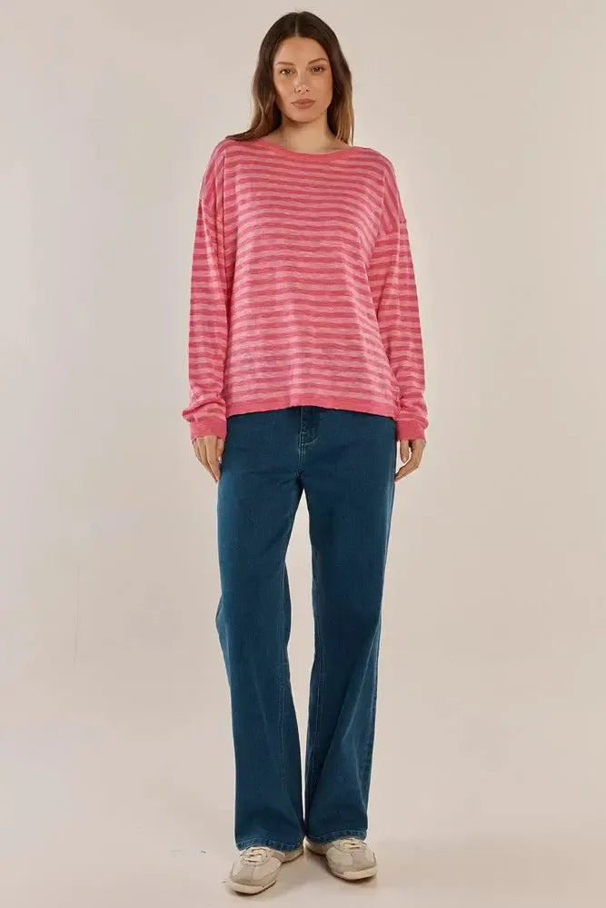 Natasha Knit Top / Blush Stripe