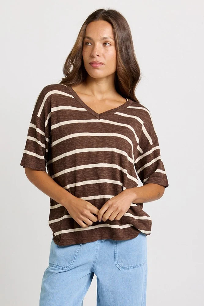 Aries V Neck Sweater / Chocolate-Betty Basics-Shop At The Hive Ashburton-Lifestyle Store & Online Gifts
