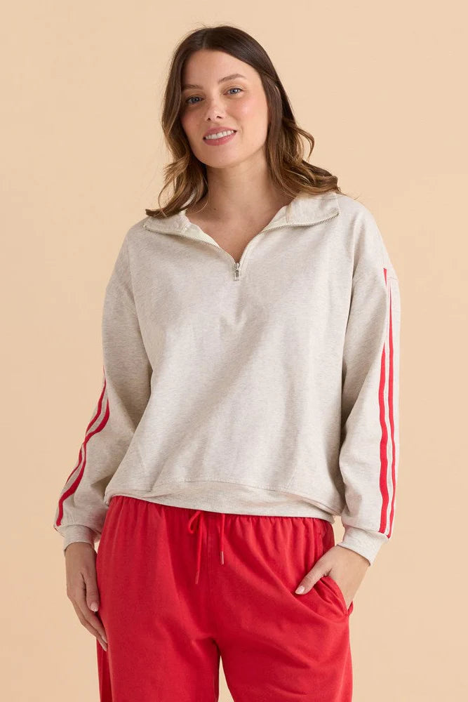 Rocco Quarter Zip Sweatshirt / Grey Marle