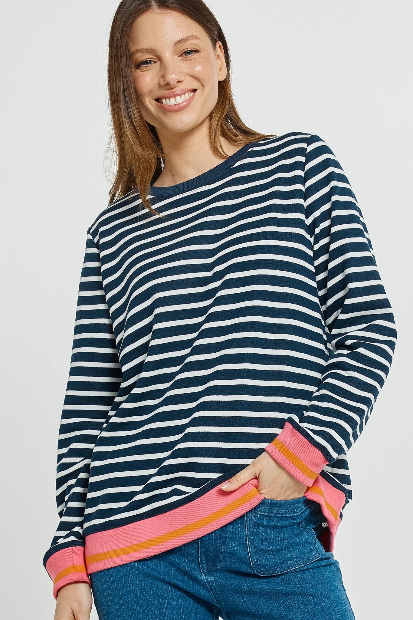 Tyra Sweat / Navy+White Stripe-Betty Basics-Shop At The Hive Ashburton-Lifestyle Store & Online Gifts