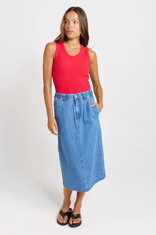 Solange Midi Denim Skirt-Betty Basics-Shop At The Hive Ashburton-Lifestyle Store & Online Gifts
