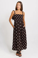 Shirred Maxi / Pink-Choc Polka