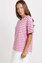 Relax Boxy Tee / Pink+Choc Stripe-Betty Basics-Shop At The Hive Ashburton-Lifestyle Store & Online Gifts