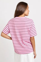 Relax Boxy Tee / Pink+Choc Stripe-Betty Basics-Shop At The Hive Ashburton-Lifestyle Store & Online Gifts