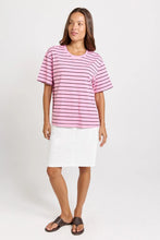 Relax Boxy Tee / Pink+Choc Stripe-Betty Basics-Shop At The Hive Ashburton-Lifestyle Store & Online Gifts