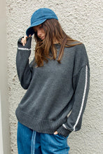 Contrast Stitch Sweater / Charcoal-Betty Basics-Shop At The Hive Ashburton-Lifestyle Store & Online Gifts