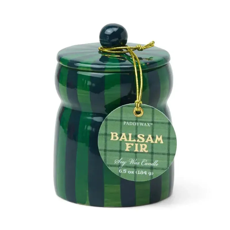 Balsam Fir Striped Candle-Paddy Wax-Shop At The Hive Ashburton-Lifestyle Store & Online Gifts