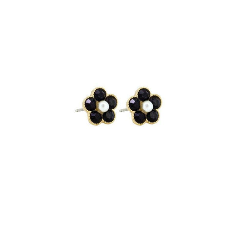 Black Crystal & Pearl Flower Stud-Tiger Tree-Shop At The Hive Ashburton-Lifestyle Store & Online Gifts