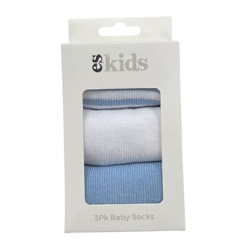 Blue Baby Sock /3pk Stripe 3-12months-ES Kids-Shop At The Hive Ashburton-Lifestyle Store & Online Gifts