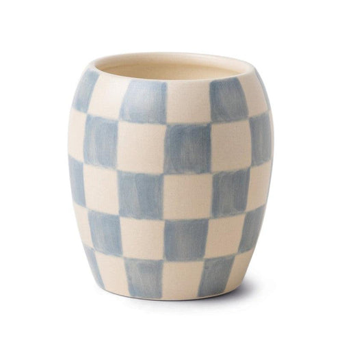 Checkmate Candle / Light Blue Checkered Cotton + Teak-Gentlemen's Hardware-Shop At The Hive Ashburton-Lifestyle Store & Online Gifts