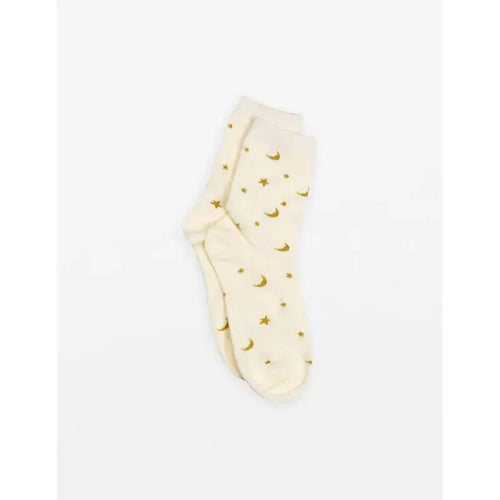 Cream Socks With Gold Stars & Moons-Stella + Gemma-Shop At The Hive Ashburton-Lifestyle Store & Online Gifts