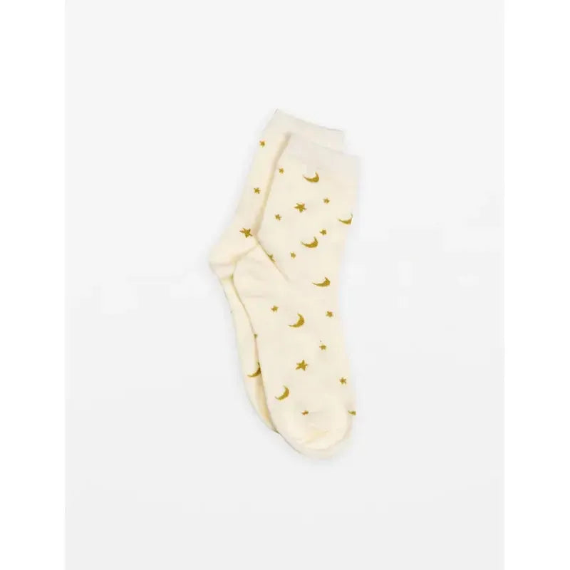 Cream Socks With Gold Stars & Moons-Stella + Gemma-Shop At The Hive Ashburton-Lifestyle Store & Online Gifts
