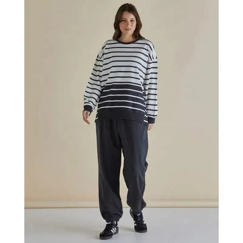 Easy Crew Sweat / Black+White Stripe-Betty Basics-Shop At The Hive Ashburton-Lifestyle Store & Online Gifts