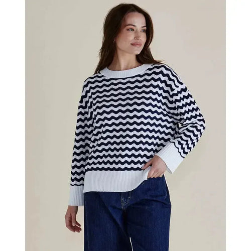 Ember Knit Jumper / Navy Wave Stripe-Betty Basics-Shop At The Hive Ashburton-Lifestyle Store & Online Gifts