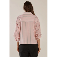Erin Crop Shirt / Pink+Chocolate Stripe-Betty Basics-Shop At The Hive Ashburton-Lifestyle Store & Online Gifts