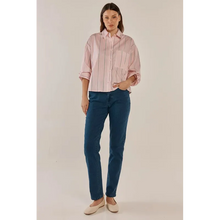 Erin Crop Shirt / Pink+Chocolate Stripe-Betty Basics-Shop At The Hive Ashburton-Lifestyle Store & Online Gifts