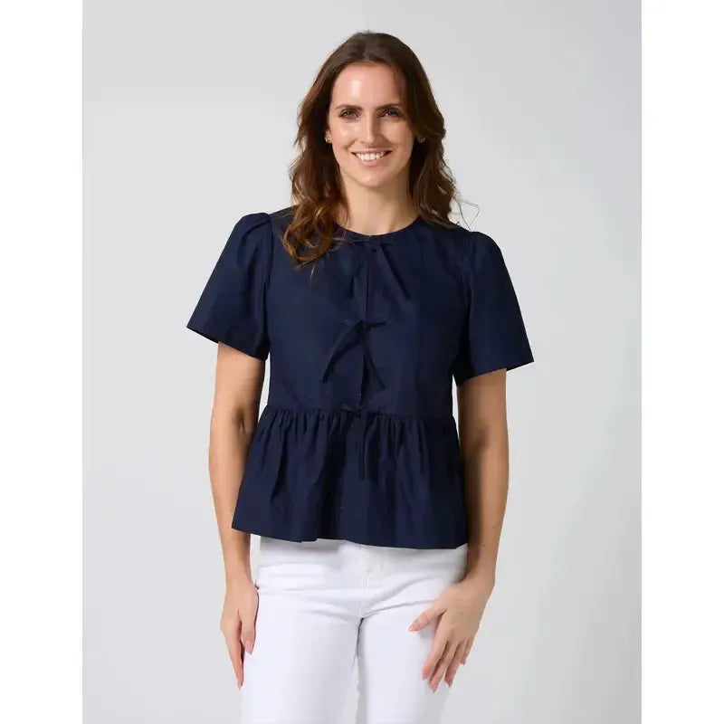 Eva Blouse / Navy-Stella + Gemma-Shop At The Hive Ashburton-Lifestyle Store & Online Gifts