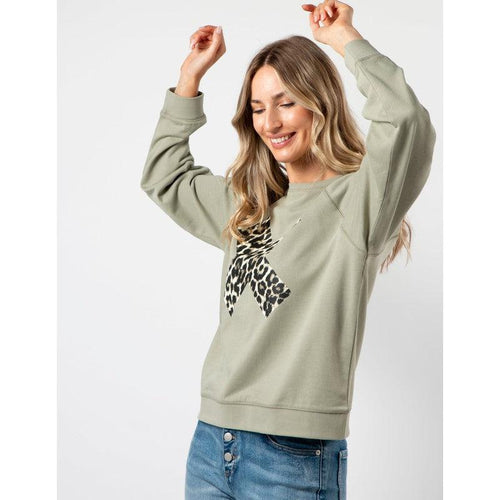Everyday Sweater / Sage Leopard X-Stella + Gemma-Shop At The Hive Ashburton-Lifestyle Store & Online Gifts
