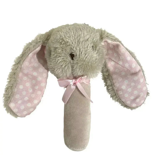 Fluffy Bunny Stick Rattle / Beige+Pink-ES Kids-Shop At The Hive Ashburton-Lifestyle Store & Online Gifts