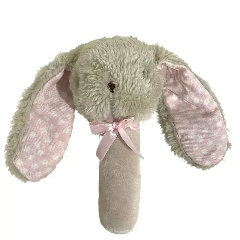 Fluffy Bunny Stick Rattle / Beige+Pink-ES Kids-Shop At The Hive Ashburton-Lifestyle Store & Online Gifts