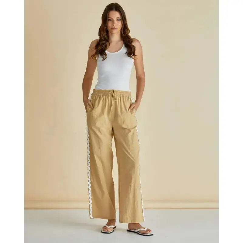 Georgie Pants / Beige Ric Rac-Betty Basics-Shop At The Hive Ashburton-Lifestyle Store & Online Gifts