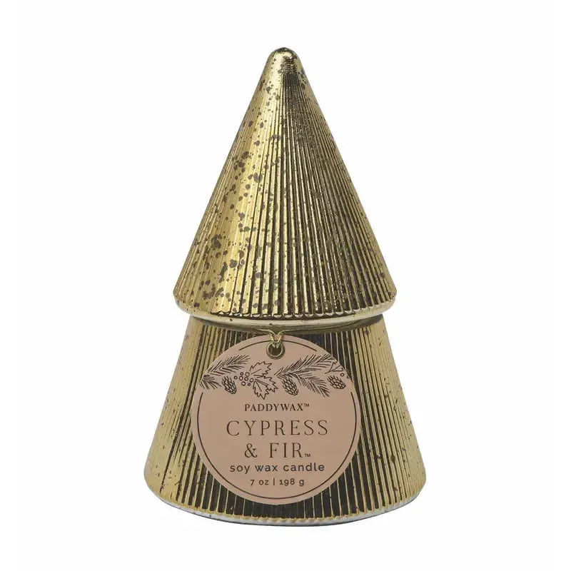 Gold Stacked Tree Candle / Cypress & Fir-Paddy Wax-Shop At The Hive Ashburton-Lifestyle Store & Online Gifts