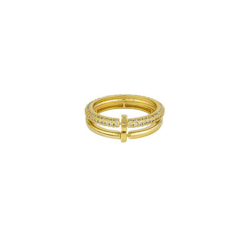 Gold and Crystal Double Band Ring-Tiger Tree-Shop At The Hive Ashburton-Lifestyle Store & Online Gifts
