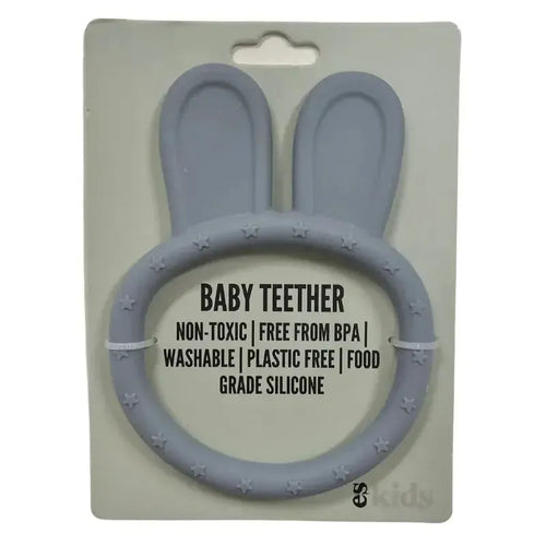 Grey Silicone Bunny Teether-ES Kids-Shop At The Hive Ashburton-Lifestyle Store & Online Gifts