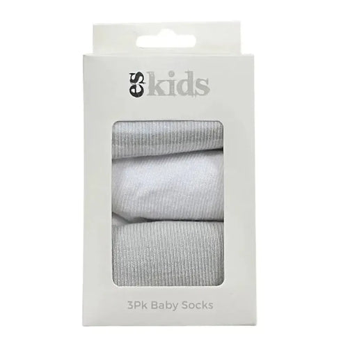 Grey Stripe Baby Socks / 3 Pack-ES Kids-Shop At The Hive Ashburton-Lifestyle Store & Online Gifts