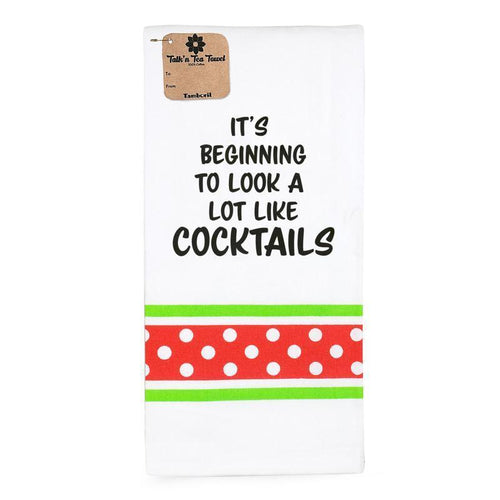 “It’s beginning to look a lot like cocktail” Tea Towel-Tamboril-Shop At The Hive Ashburton-Lifestyle Store & Online Gifts