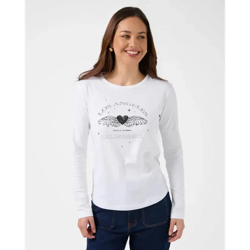 Long Sleeve Tee / White Grunge Heart-Stella + Gemma-Shop At The Hive Ashburton-Lifestyle Store & Online Gifts