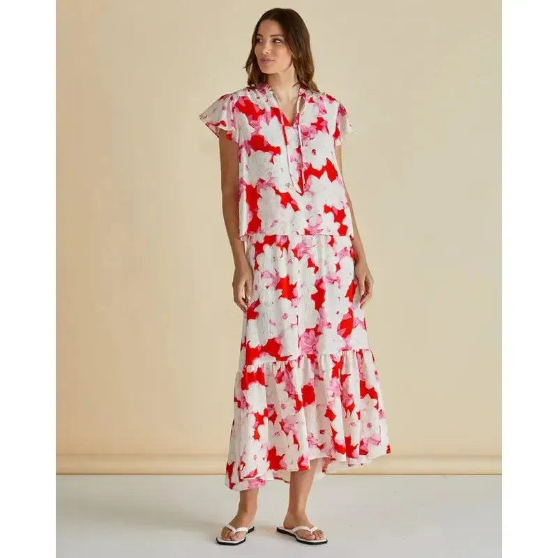 Lyra Blouse / Red Floral-Betty Basics-Shop At The Hive Ashburton-Lifestyle Store & Online Gifts