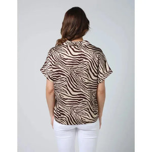 Melanie Blouse / Merlot Zebra-Stella + Gemma-Shop At The Hive Ashburton-Lifestyle Store & Online Gifts