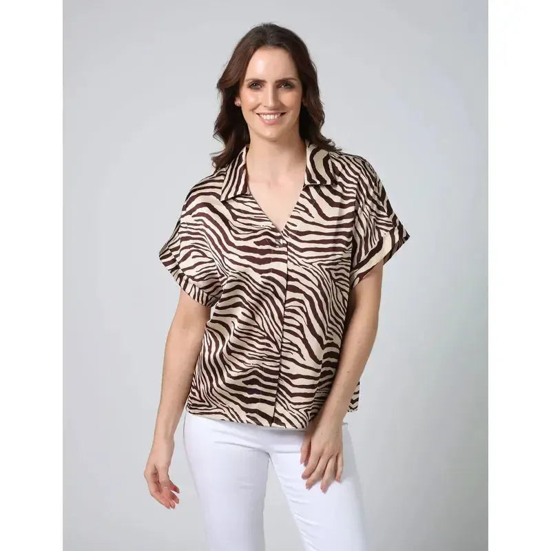 Melanie Blouse / Merlot Zebra-Stella + Gemma-Shop At The Hive Ashburton-Lifestyle Store & Online Gifts
