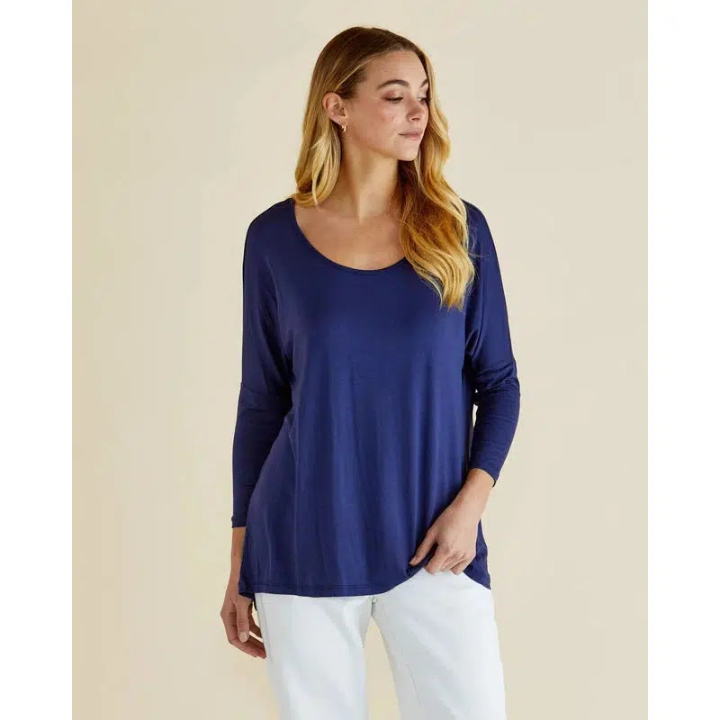 Milan 3/4 Sleeve Top / Navy-Betty Basics-Shop At The Hive Ashburton-Lifestyle Store & Online Gifts