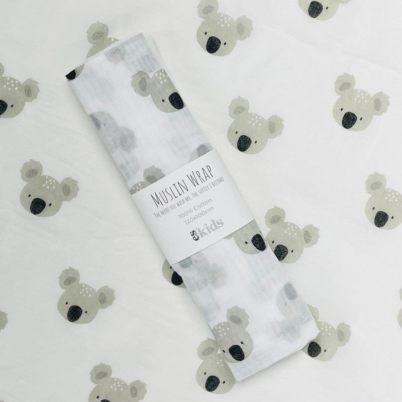 Muslin Wrap / Grey Koala-ES Kids-Shop At The Hive Ashburton-Lifestyle Store & Online Gifts