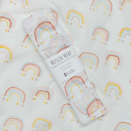 Muslin Wrap / Pink Rainbow-ES Kids-Shop At The Hive Ashburton-Lifestyle Store & Online Gifts