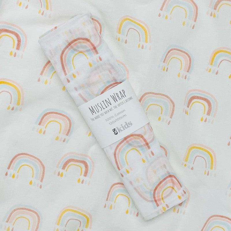 Muslin Wrap / Pink Rainbow-ES Kids-Shop At The Hive Ashburton-Lifestyle Store & Online Gifts