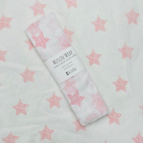 Muslin Wrap / Pink Star-ES Kids-Shop At The Hive Ashburton-Lifestyle Store & Online Gifts
