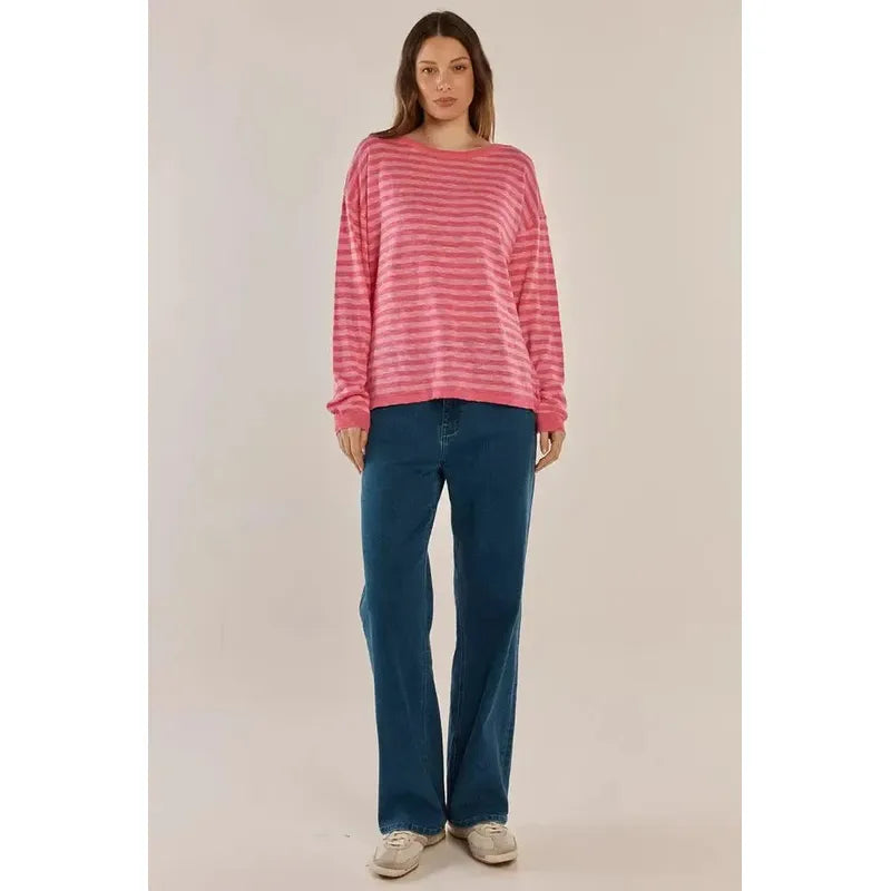 Natasha Knit Top / Blush Stripe-Betty Basics-Shop At The Hive Ashburton-Lifestyle Store & Online Gifts