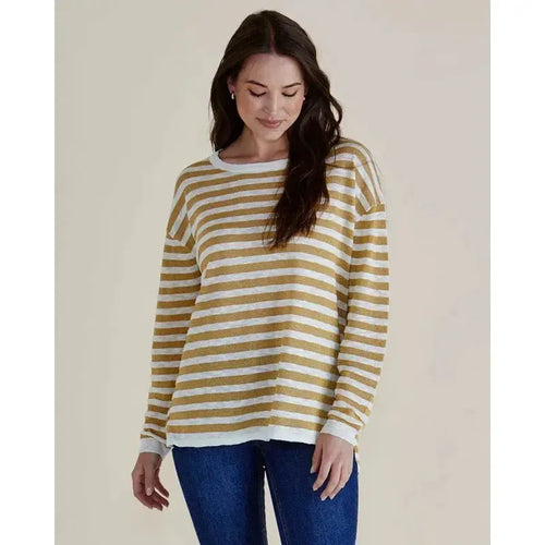 Natasha Knit Top / Gold Lurex Stripe-Betty Basics-Shop At The Hive Ashburton-Lifestyle Store & Online Gifts