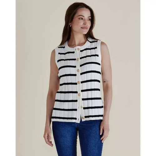 Nicolette Knit Vest / Black Stripe-Betty Basics-Shop At The Hive Ashburton-Lifestyle Store & Online Gifts