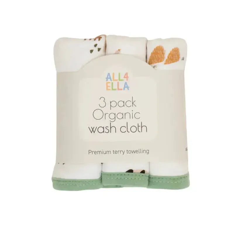 Organic Wash Cloth / 3pk-All4Ella-Shop At The Hive Ashburton-Lifestyle Store & Online Gifts