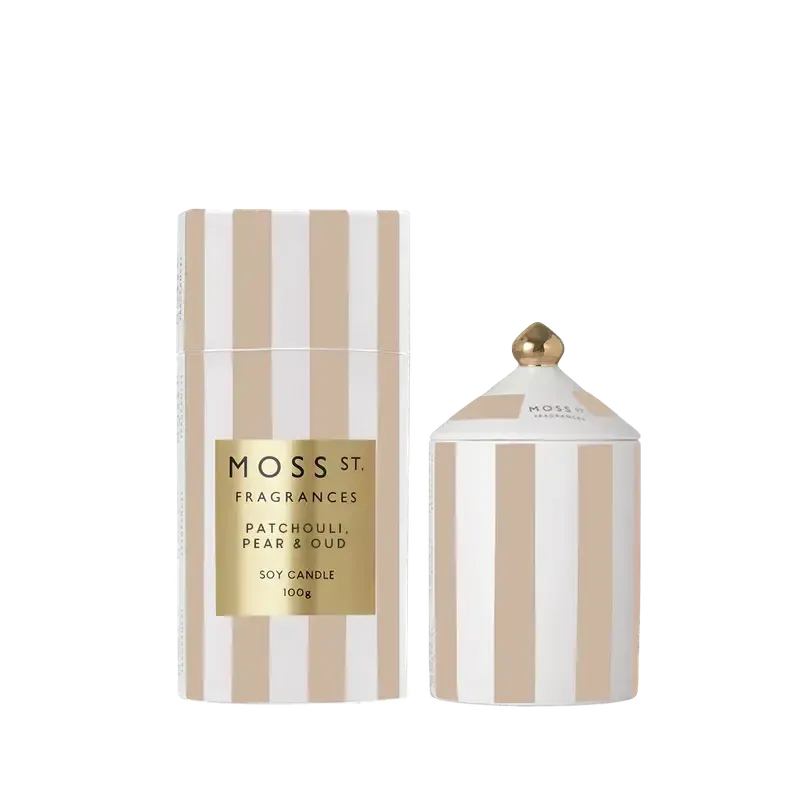 Patchouli Pear & Oud Ceramic Candle 100g-Moss St. Fragrances-Shop At The Hive Ashburton-Lifestyle Store & Online Gifts