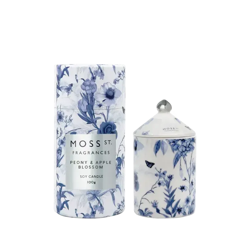 Peony & Apple Blossom Ceramic Candle 100g-Moss St. Fragrances-Shop At The Hive Ashburton-Lifestyle Store & Online Gifts